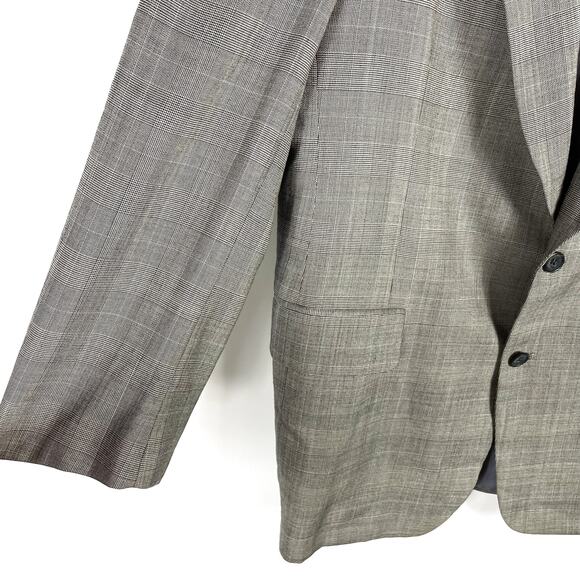 Paul Stuart Classic Plaid Blazer Gray 2-Button Wool Sport Coat Sz 44 - Picture 3 of 12